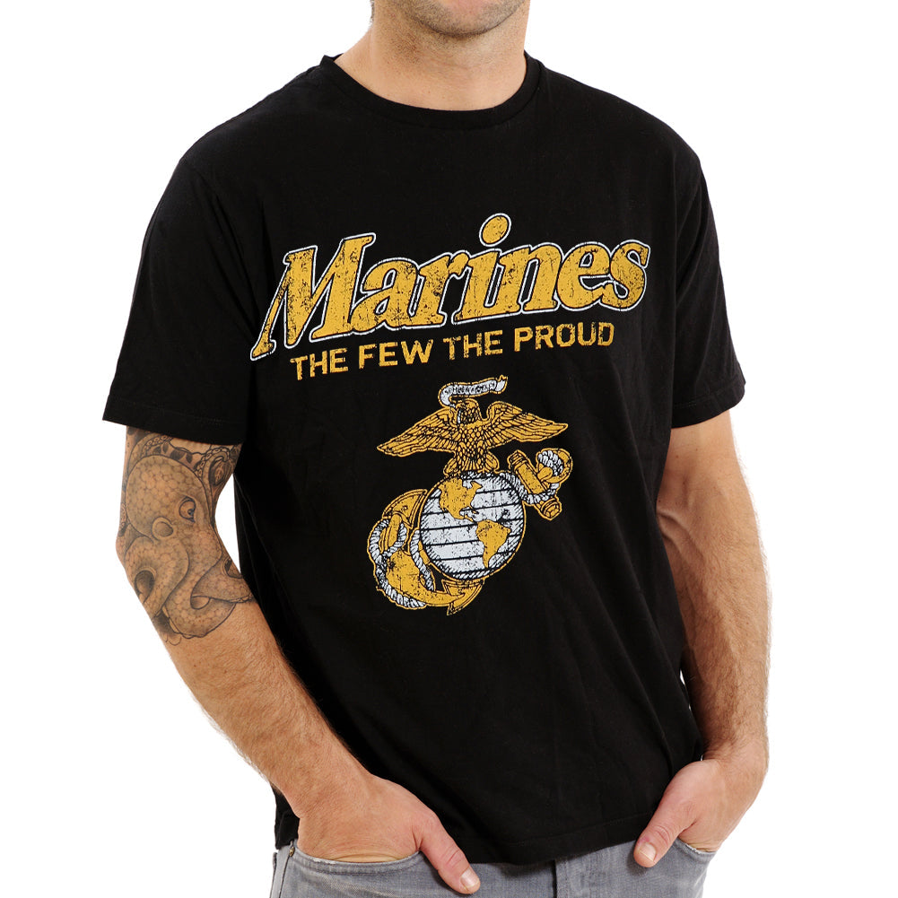 USMC T-Shirts: Marines The Few The Proud Faded T-Shirt in Black MD USMC T-Shirts: Marines The Few The Proud Faded T-Shirt in Black MD