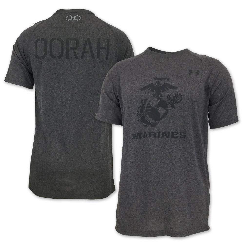 marine corps gear Marines Under Armour Oorah Tech T-Shirt (Charcoal)