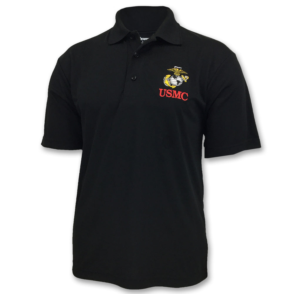polo gear USMC Embroidered Performance Polo (Black) SM