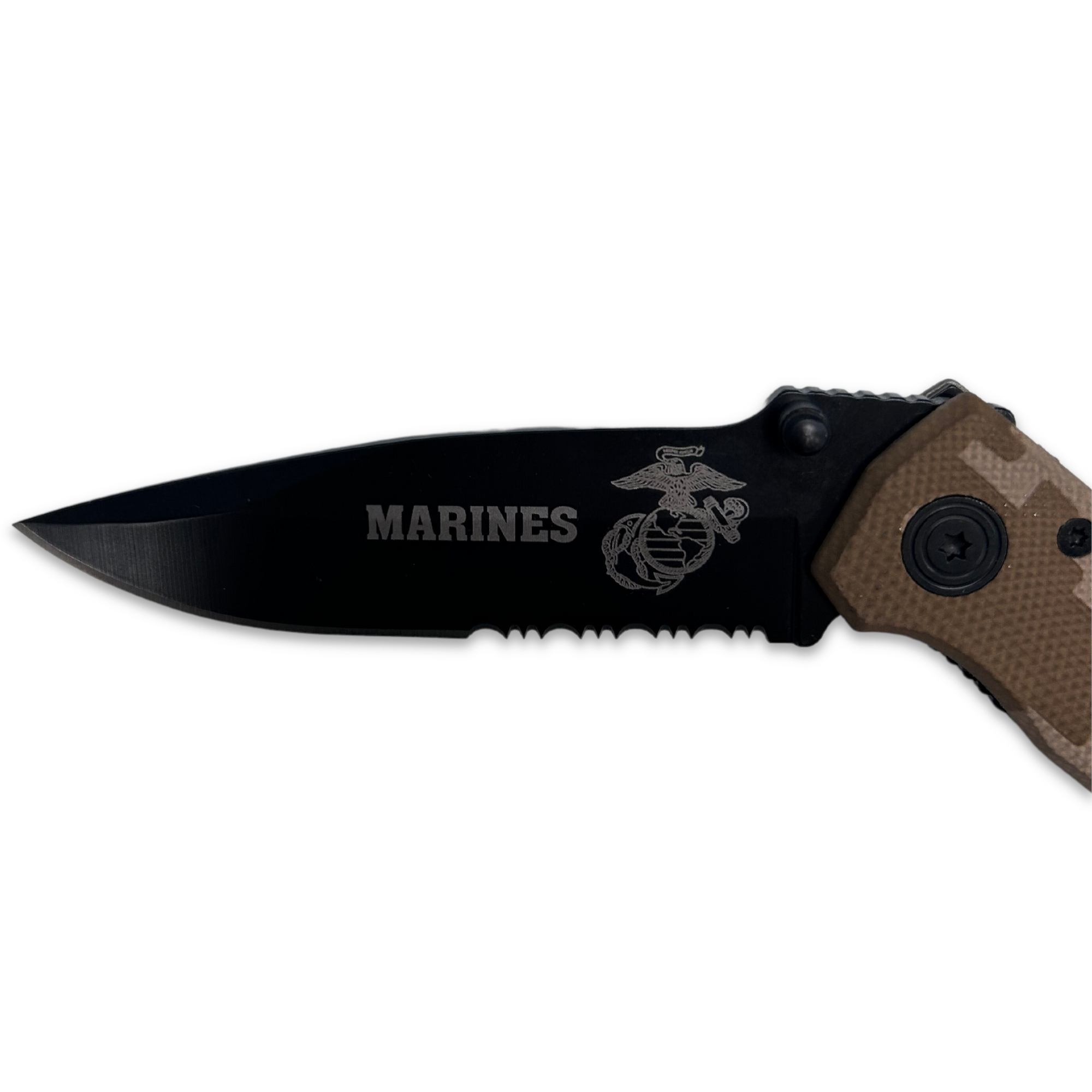 Marines Folding Lock Back Knife (Brown Camo)