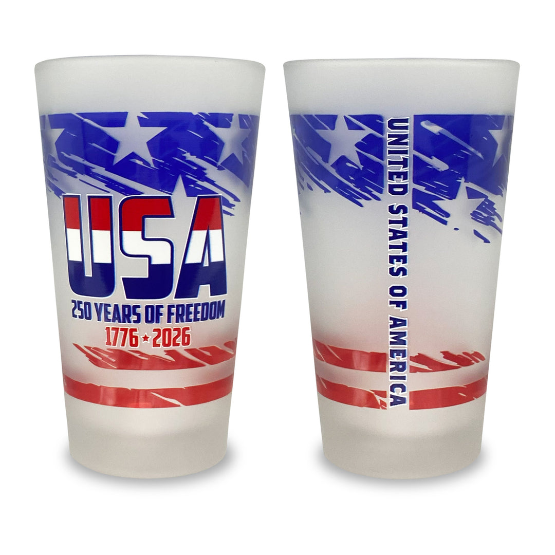 USA 250 Years of Freedom Frosted Pint Glass
