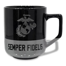 Load image into Gallery viewer, Marines EGA 20oz Color Block Ceramic Mug (Black/Grey)
