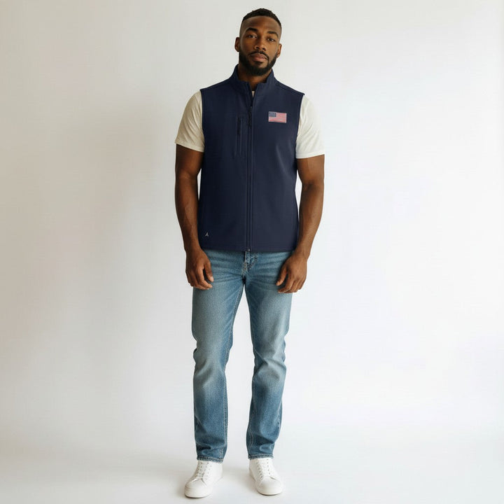 American Flag Men's Demand Full Zip Vest (Navy)*