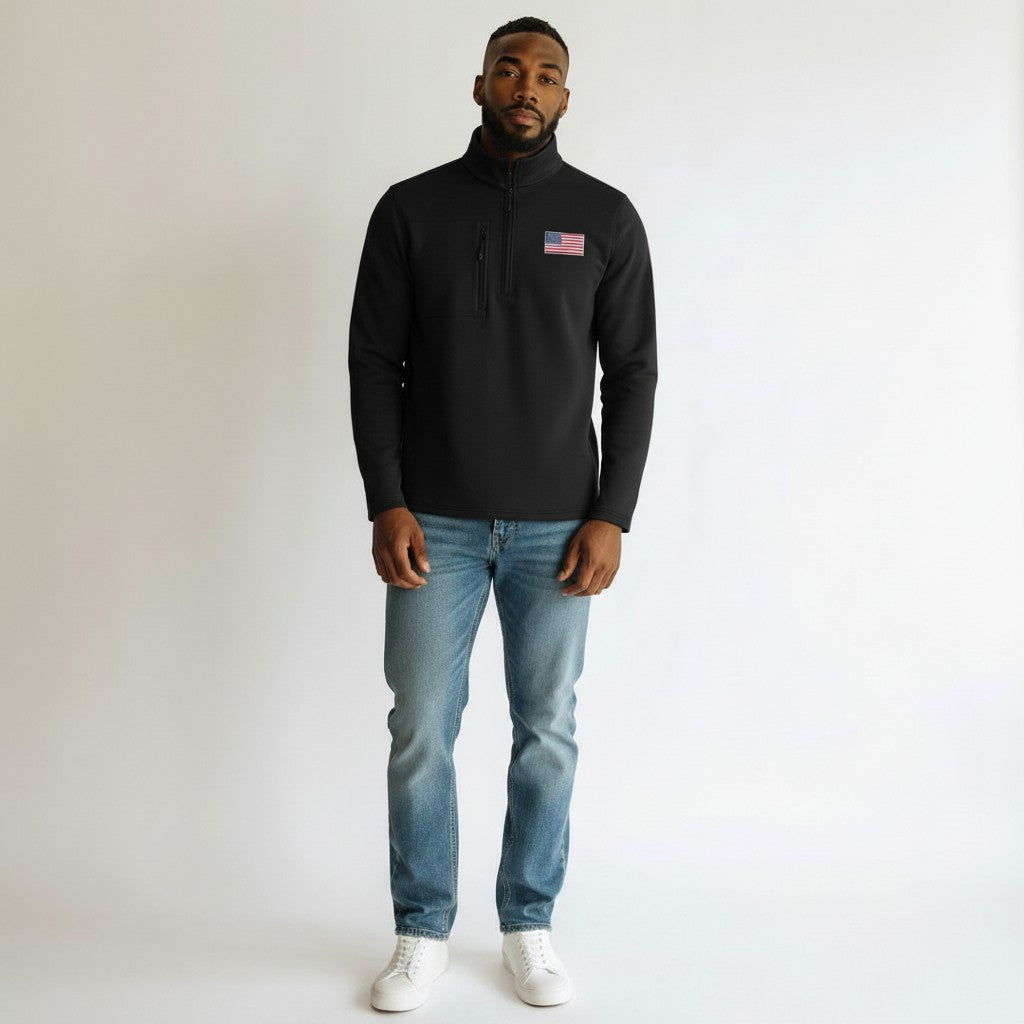 American Flag Men's Insider 1/4 Zip Pullover (Black)*