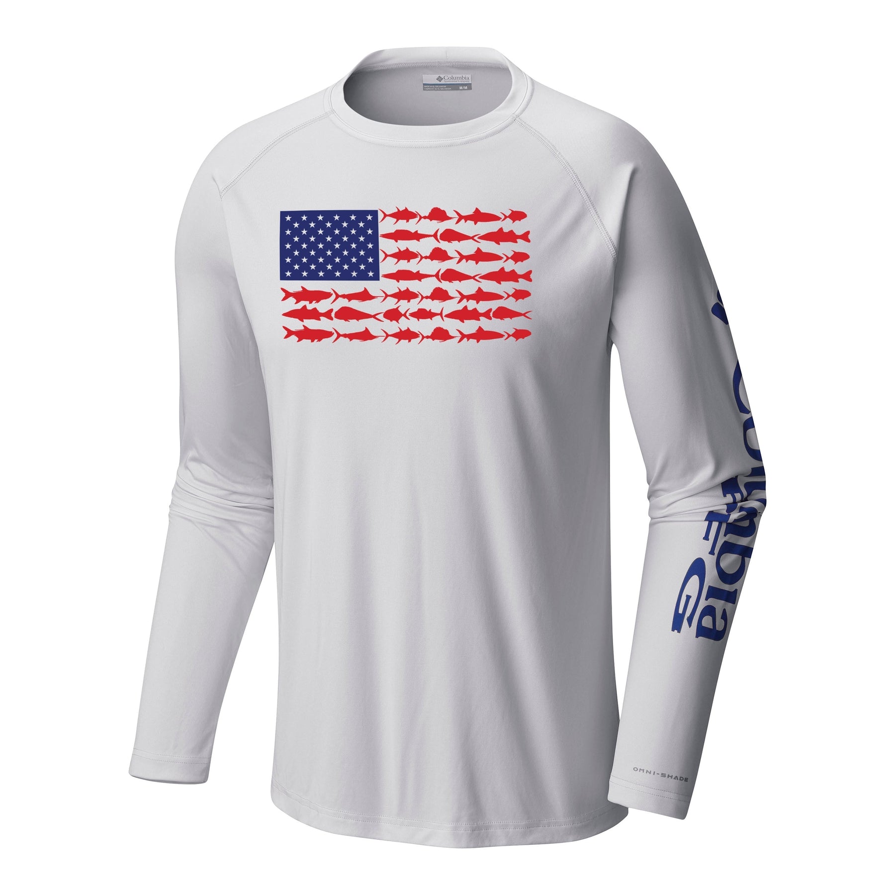 Columbia Men's Terminal Tackle PFG Fish Flag Long Sleeve Shirt White/Collegiate Navy / L