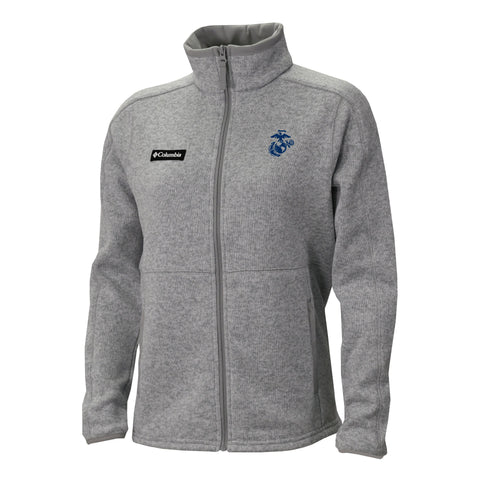 Marines EGA Columbia Women's Sweater Weather Fleece Full Zip Jacket (Grey)*