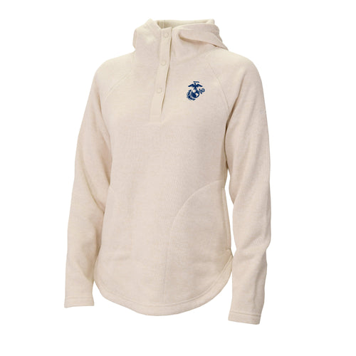 Marines EGA Columbia Women's Sweater Weather Pullover Hoodie (Chalk)*