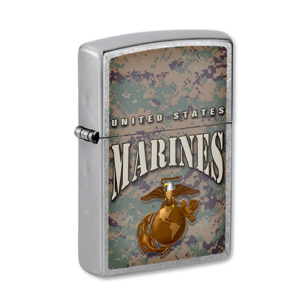 United States Marines EGA Street Chrome Zippo (Camo United States Marines EGA Street Chrome Zippo (Camo