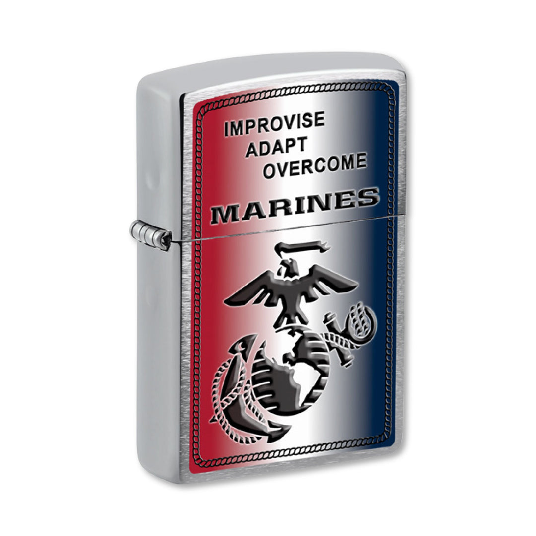 Marines EGA Improvise Adapt Overcome Brushed Chrome Zippo