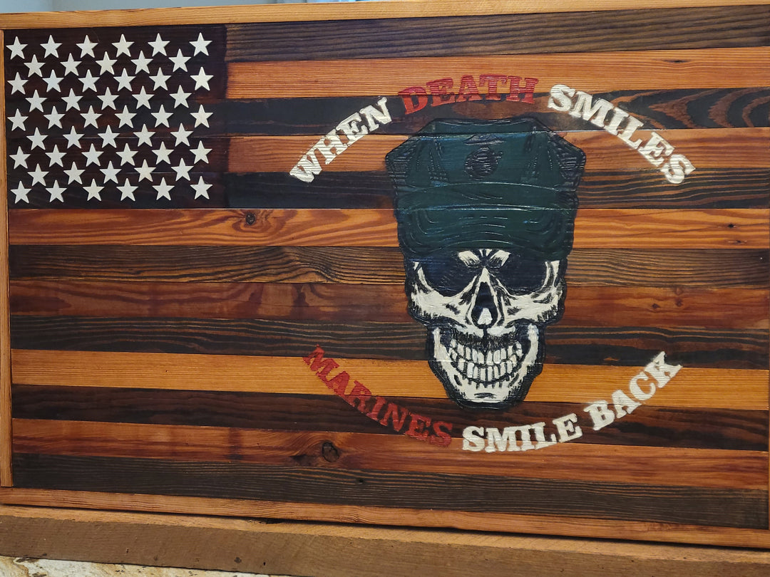 When Death Smiles Barnwood Flag Sign*