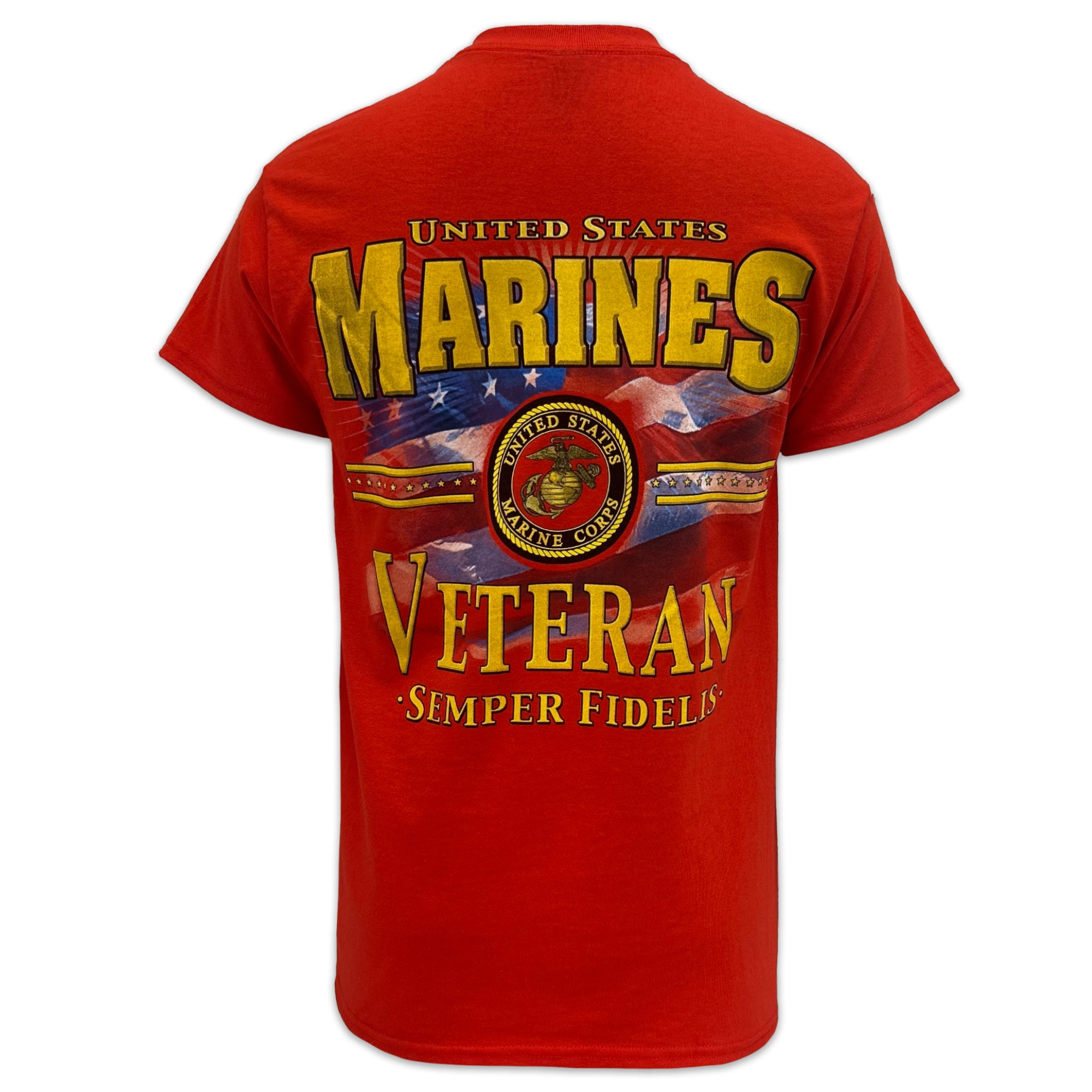 Marines Veteran Star Band T-Shirt (Red)