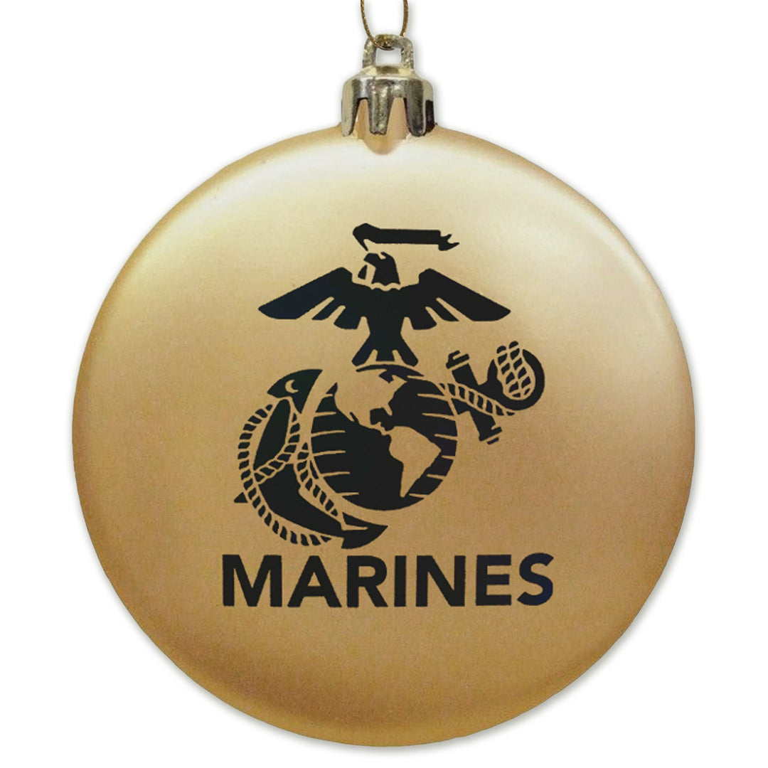 Marines EGA 3" Satin Finish Flat Shatterproof Ornament (Gold)