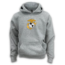 Load image into Gallery viewer, Pick Your Design Marines Youth Hooded Sweatshirt (Grey)