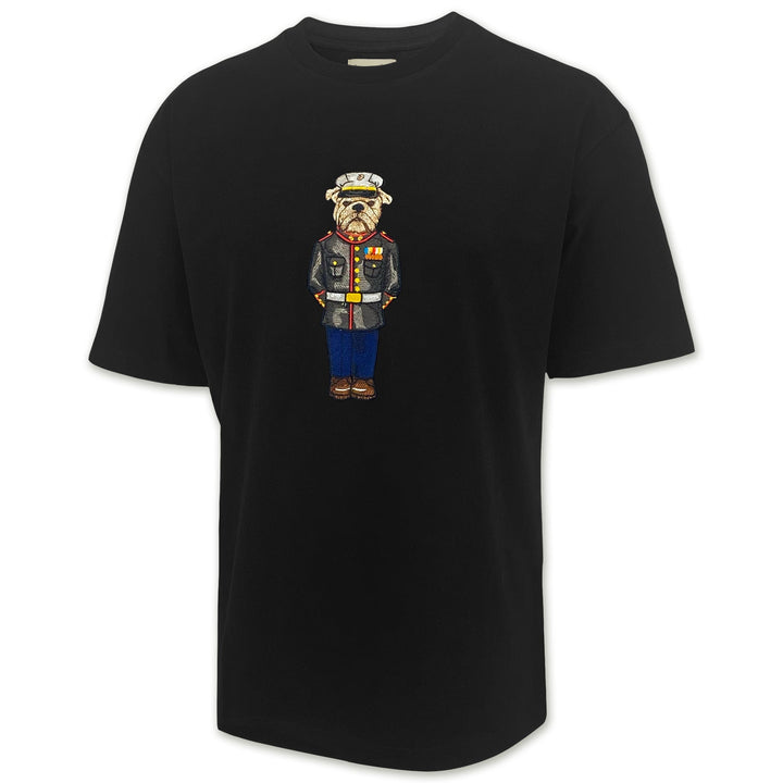 Marine Dress Blue Embroidered Crew Dog Original Tee (Black)