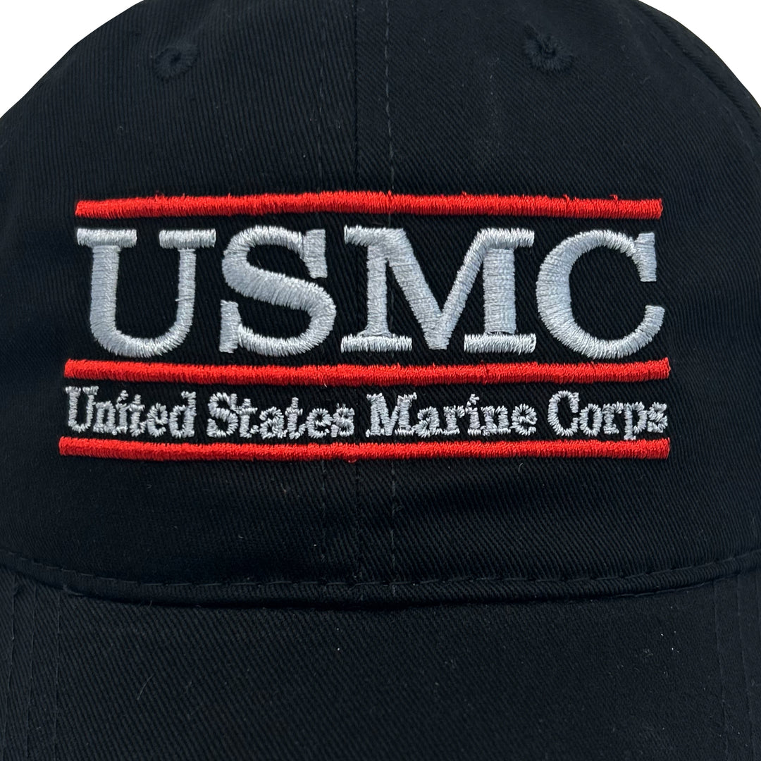 USMC Garment Washed Twill Bar Hat (Black)