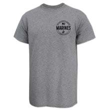 Load image into Gallery viewer, Marines Mens Left Chest Circle Logo T-Shirt (Black Design)