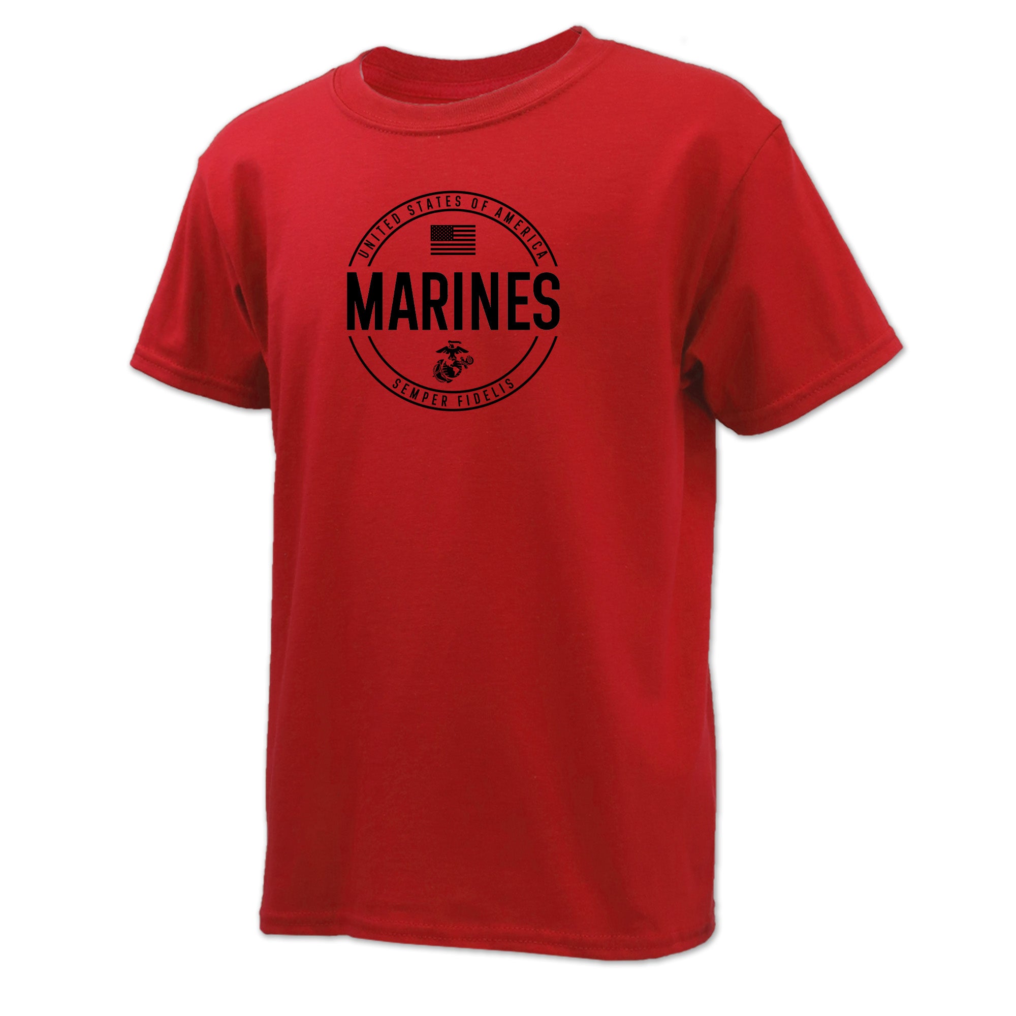 Marines Youth Center Chest Circle Logo T-Shirt (Black Design)