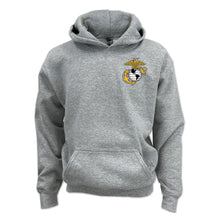 Load image into Gallery viewer, Pick Your Design Marines Youth Hooded Sweatshirt (Grey)
