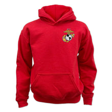 Load image into Gallery viewer, Pick Your Design Marines Youth Hooded Sweatshirt (Red)