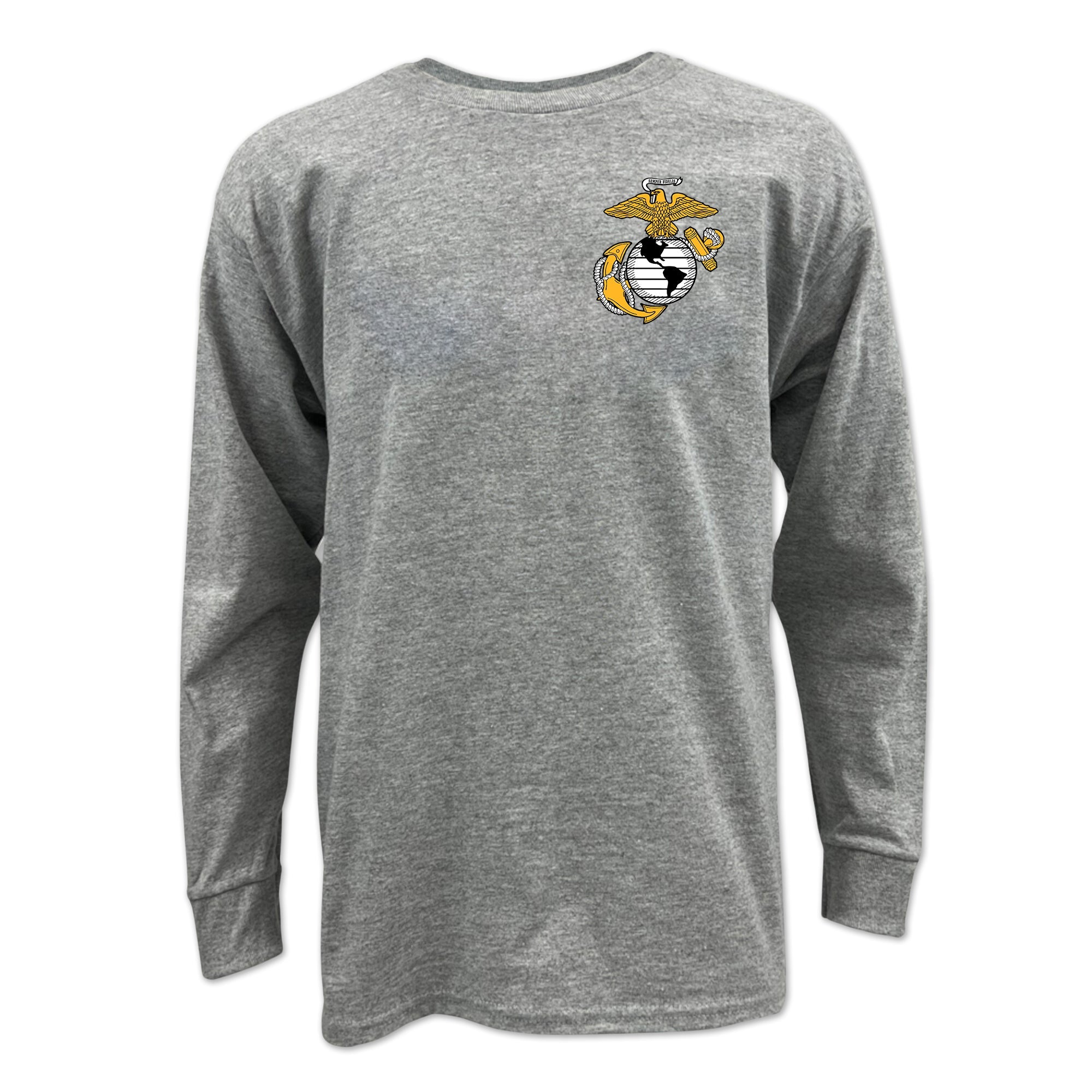Pick Your Design Marines Youth Long Sleeve T-Shirt (Grey)