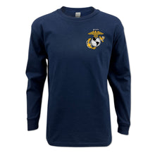 Load image into Gallery viewer, Pick Your Design Marines Youth Long Sleeve T-Shirt (Navy)