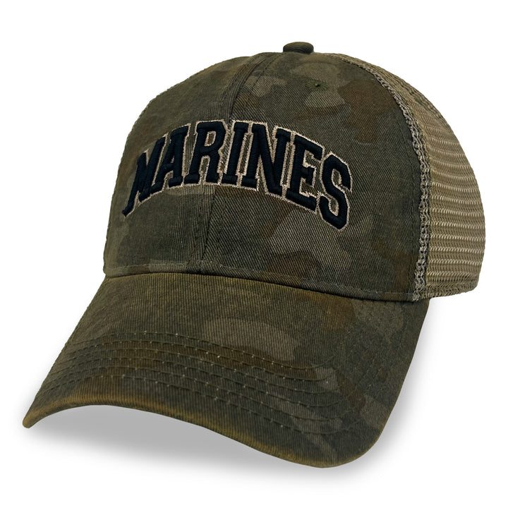 Marines Arch Old Favorite Trucker Hat (Green Field Camo)