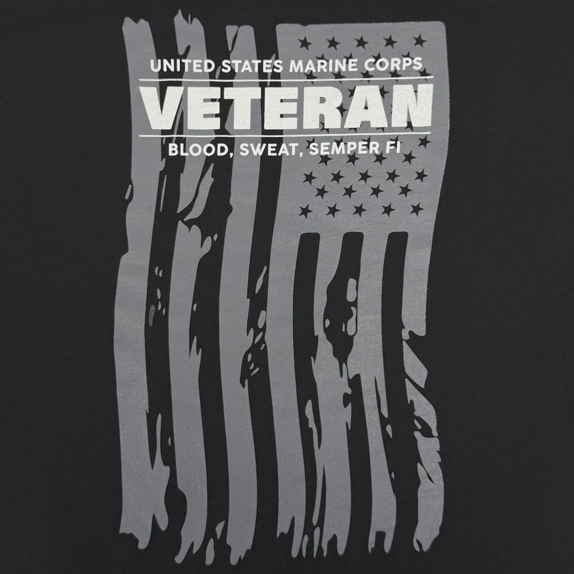 Marines Veteran Flag T-Shirt (Black)