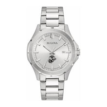 Load image into Gallery viewer, Marines EGA Bulova Men&#39;s Sport Classic Stainless Steel Watch (Silver White Dial)