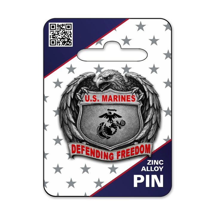 Marines Eagle Embrace Defending Freedom Pin