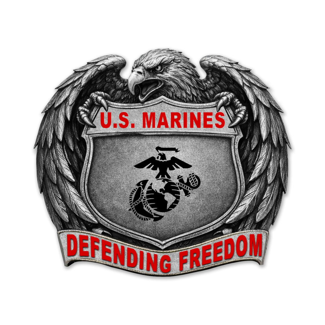 Marines Eagle Embrace Defending Freedom Pin