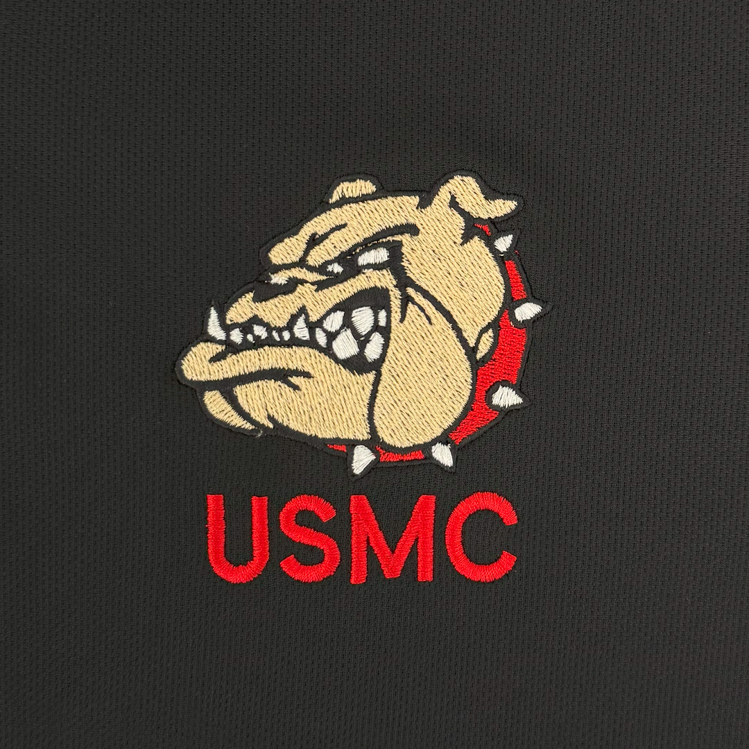 USMC Bulldog Embroidered Performance Polo (Black)