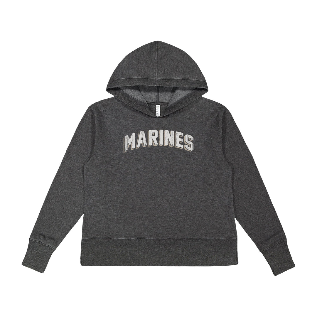 Marines Ladies Distressed Arch Hood (Washed Black)