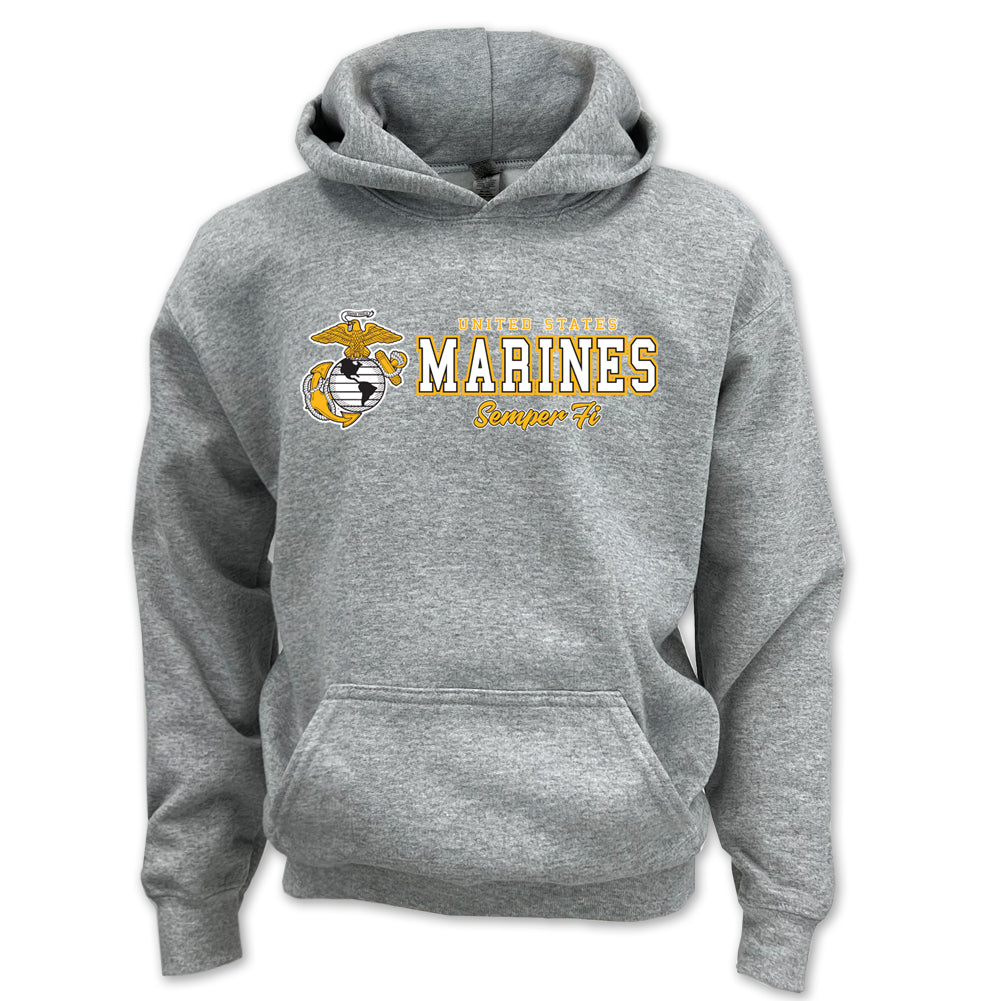 Pick Your Design Marines Youth Hooded Sweatshirt (Grey)