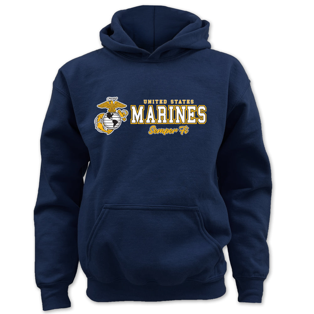 Pick Your Design Marines Youth Hooded Sweatshirt (Navy)