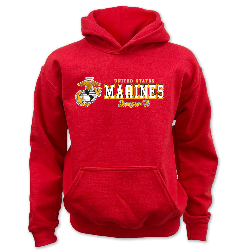 Pick Your Design Marines Youth Hooded Sweatshirt (Red)