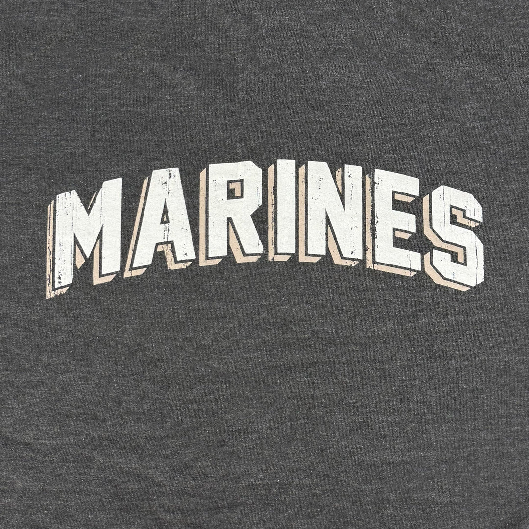 Marines Ladies Distressed Arch T-Shirt (Washed Black)