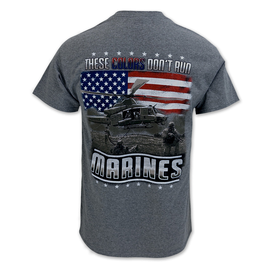 Marines These Colors Don't Run Flag T-Shirt (Graphite)