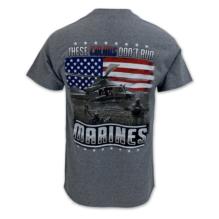 Marines These Colors Don't Run Flag T-Shirt (Graphite)