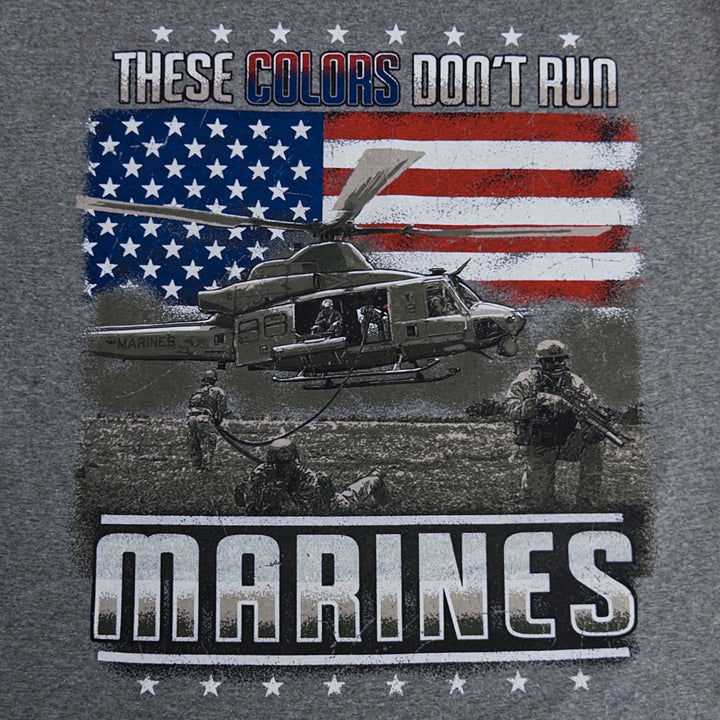 Marines These Colors Don't Run Flag T-Shirt (Graphite)