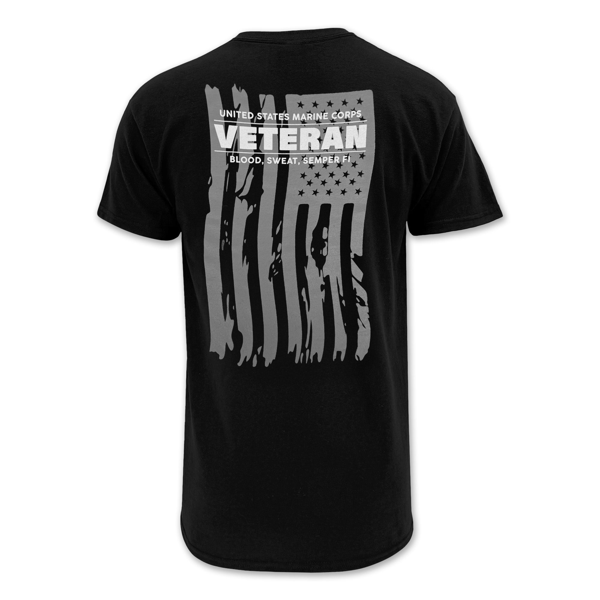 Marines Veteran Flag T-Shirt (Black)