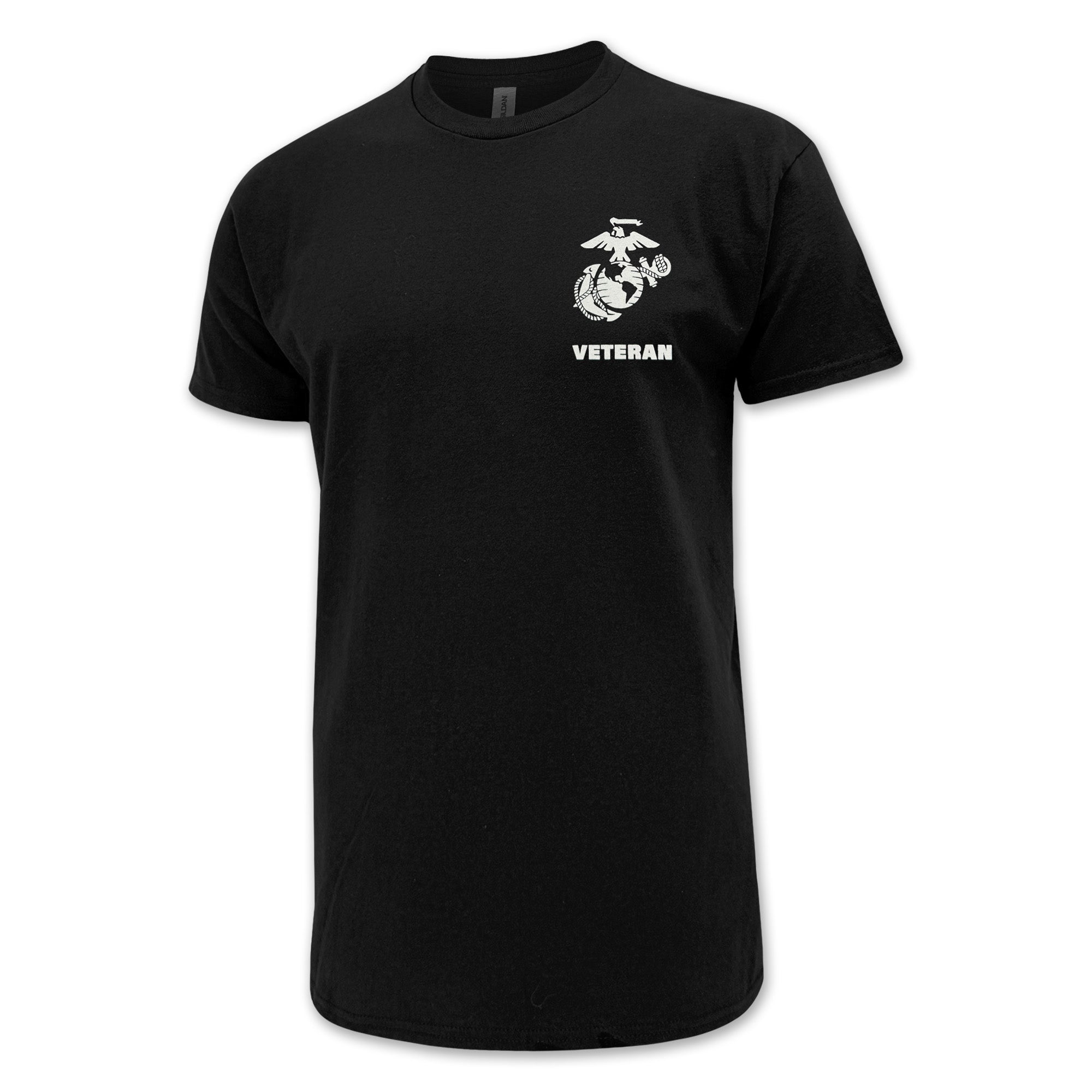 Marines Veteran Flag T-Shirt (Black)