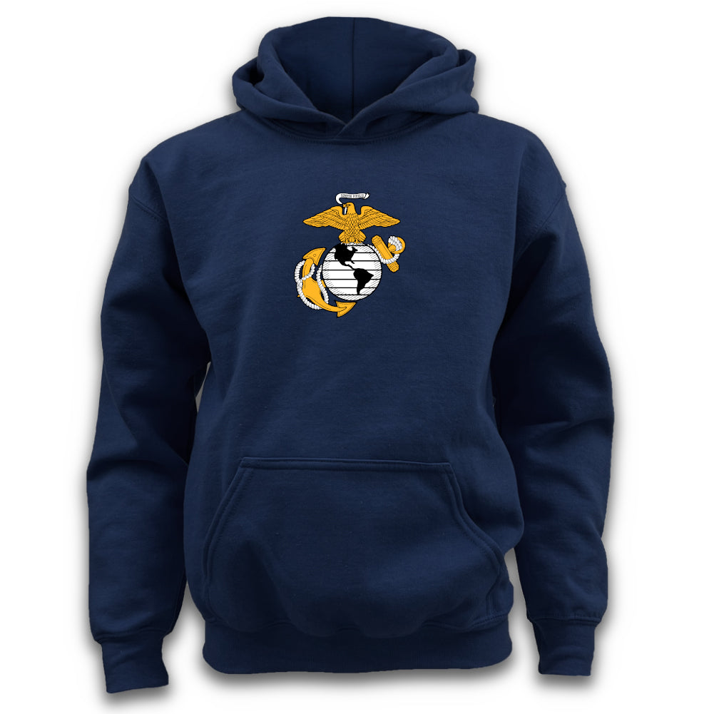 Pick Your Design Marines Youth Hooded Sweatshirt (Navy)