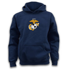 Load image into Gallery viewer, Pick Your Design Marines Youth Hooded Sweatshirt (Navy)