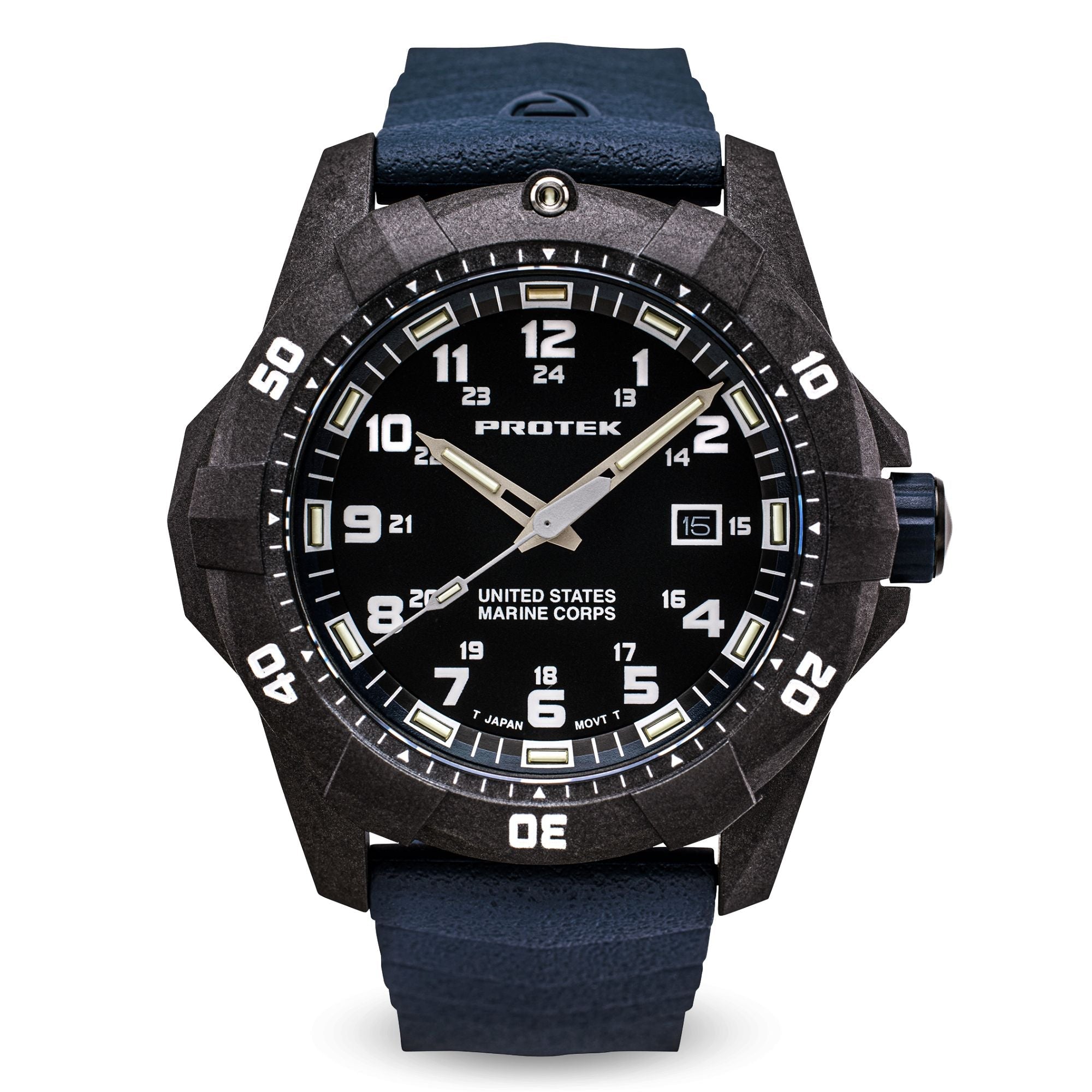 ProTek USMC Carbon Composite Dive Watch - Carbon/Black/Blue (Blue