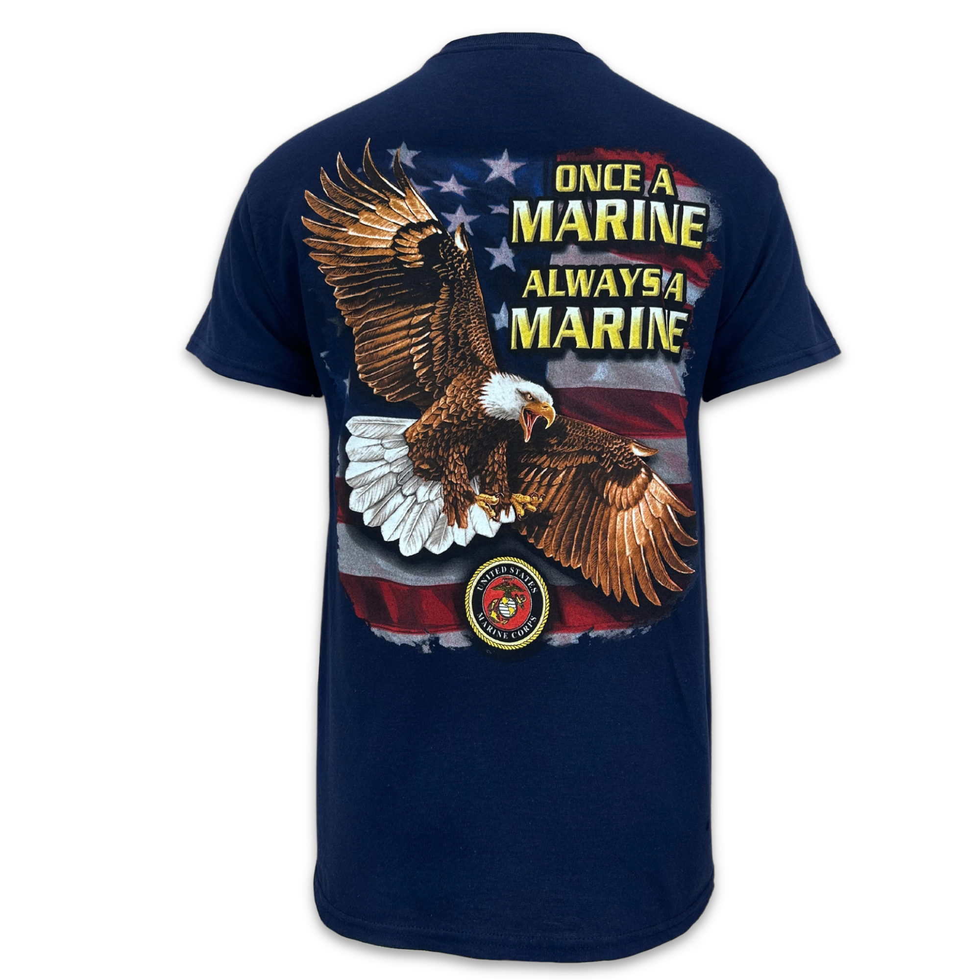 Marines Once A Marine Always A Marine Eagle T-Shirt (Navy)