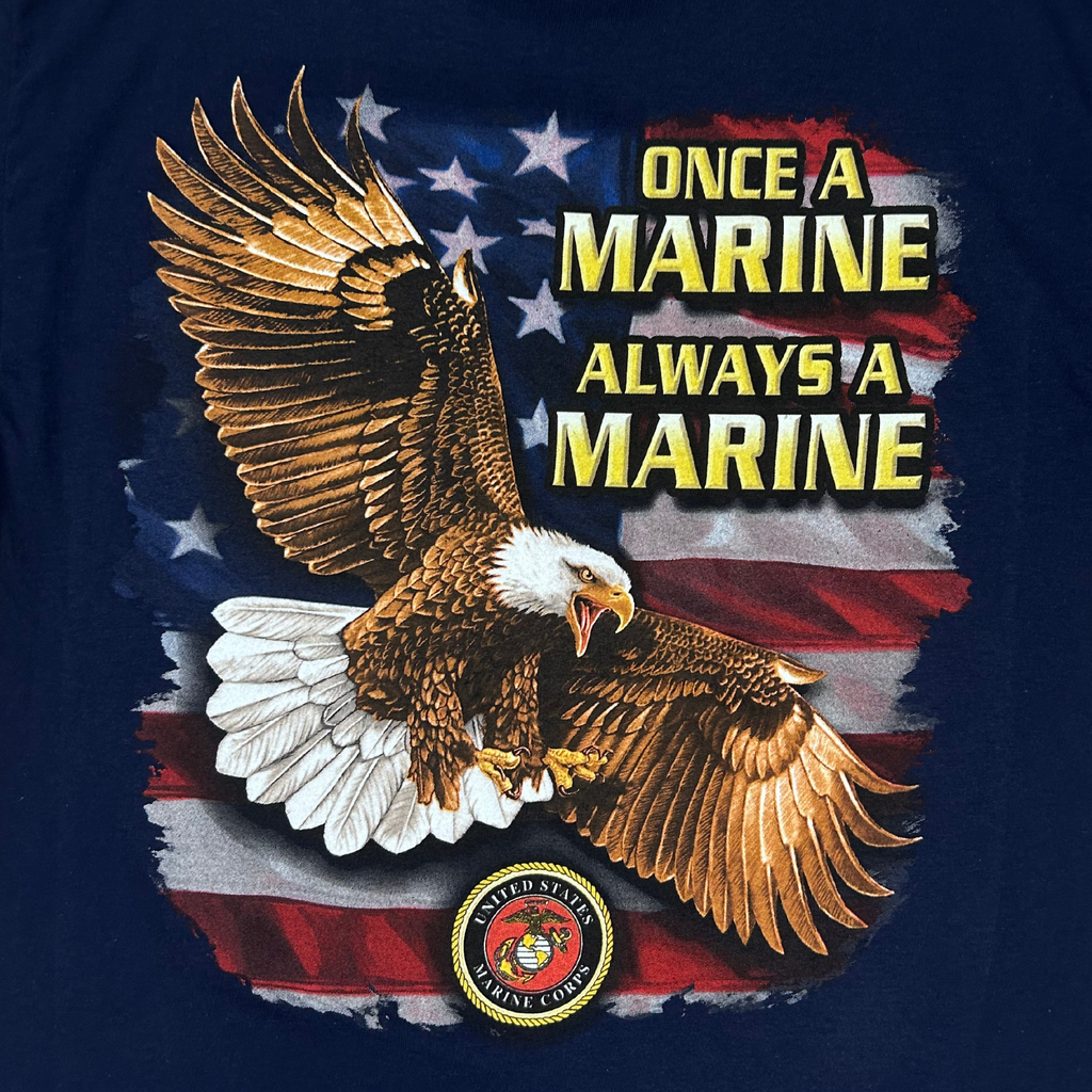 Marines Once A Marine Always A Marine Eagle T-Shirt (Navy)