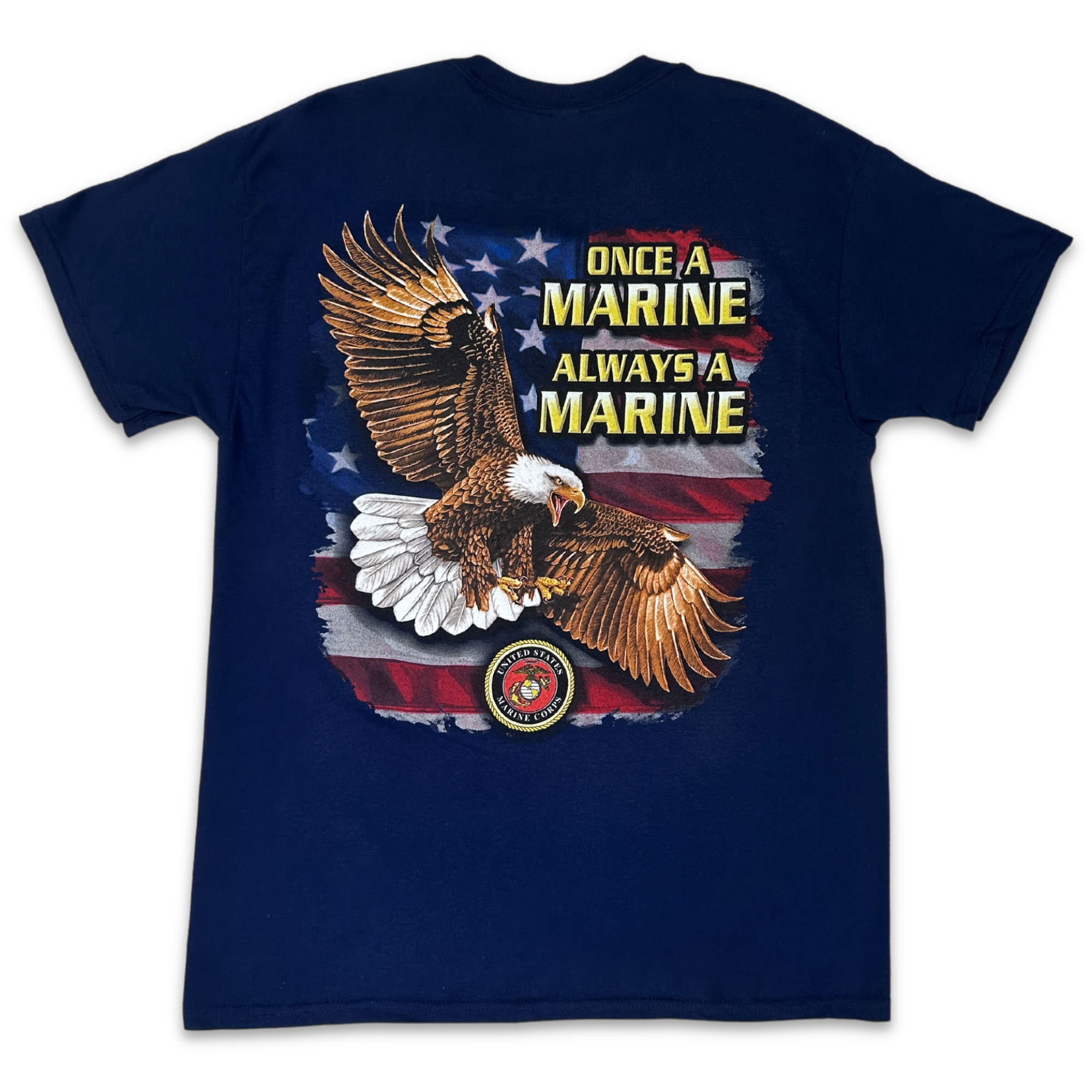 Marines Once A Marine Always A Marine Eagle T-Shirt (Navy)