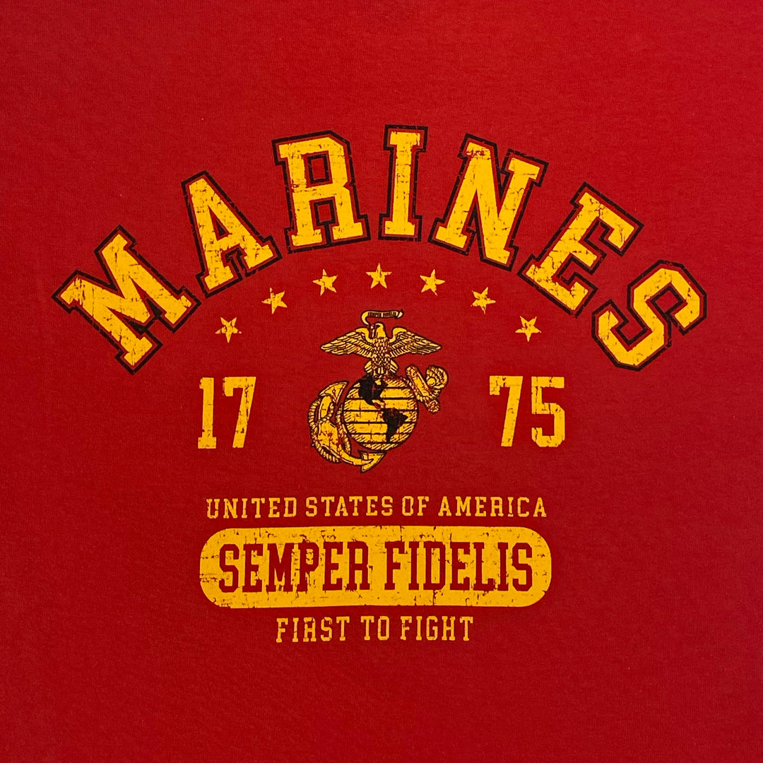 Marines Distressed Semper Fidelis T-Shirt (Red)