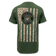 Load image into Gallery viewer, Marines Camo Flag T-Shirt (OD Green)