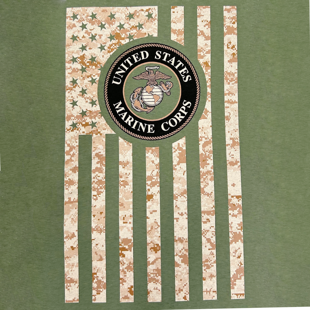 Marines Camo Flag T-Shirt (OD Green)